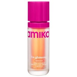 amika I'm Glistening Radiant Body Oil - Pink & Orange Bottle